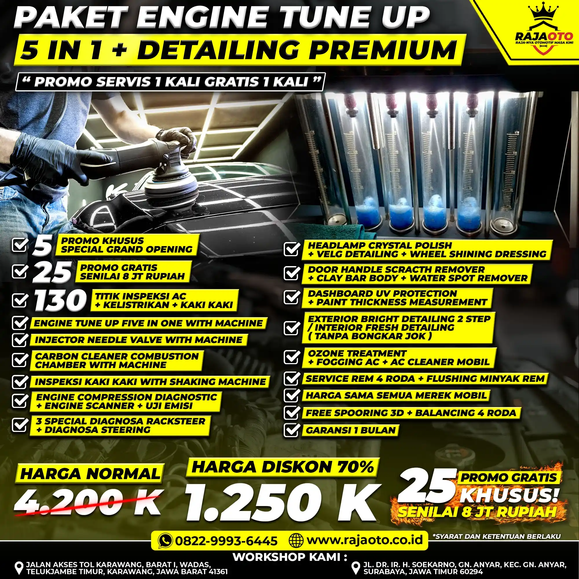Paket Engine Tune Up 5 in 1 + Detailing Premium