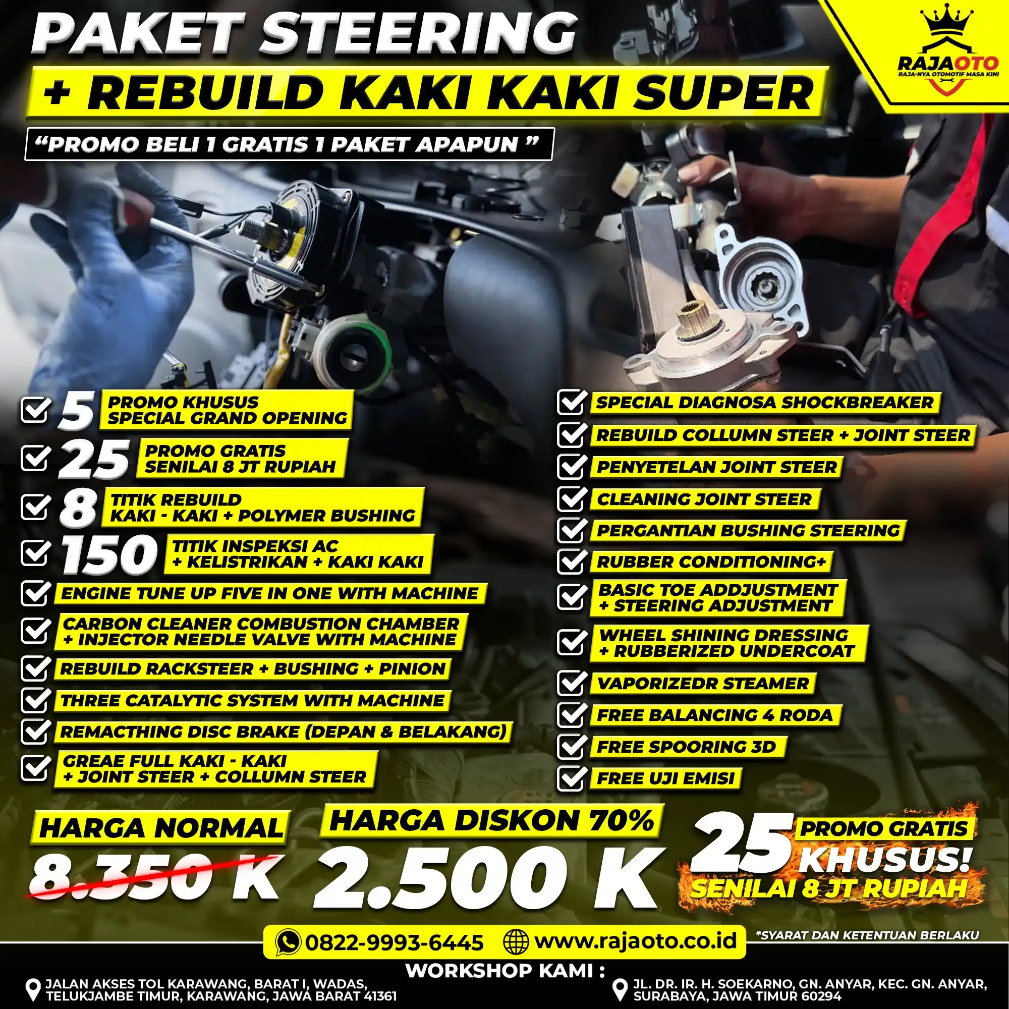 Paket Steering + Rebuild Kaki Kaki Super